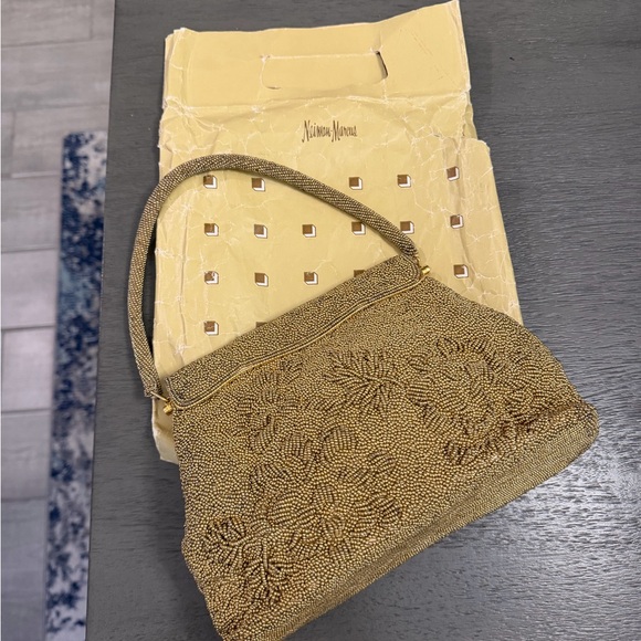 👑Vintage 1950s Gold Beaded Evening Bag NM Style - Picture 2 of 16
